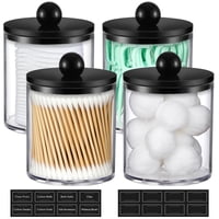 Set Dispensador Qtip Holder Aozita, Acrílico, 350 Ml Y 300 Ml, 4 Unidades