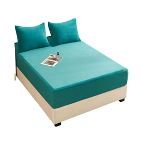 Teng Fei - Cubre Colchon Protector Impermeable Plush - Turquesa - 1.5 Plazas