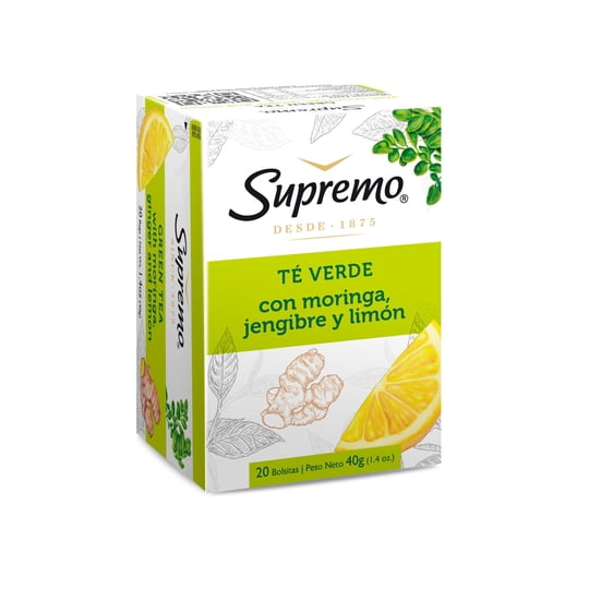 Té Verde Con Moringa, Jengibre Y Limón Caja 40 g Superior