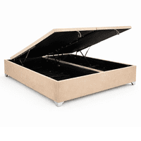 Lore - Base Cama Baúl 2 Plazas Beige/ Arena Lino - Con Almacenamiento Interno Y Diseño Novedoso