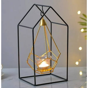 Mundo Eve - Porta Candelabro Metálico Diseño Casa 26X13 Cm