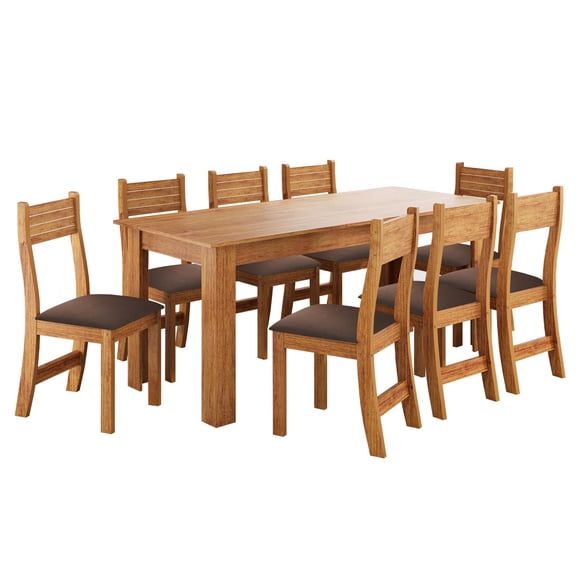 Juego Comedor Tomas 8 Sillas Café Claro