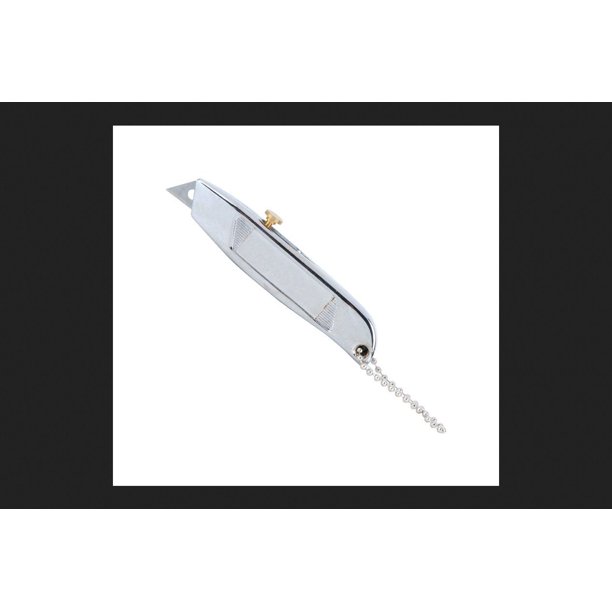 Llavero Utility Knife Home Plus de aluminio plateado con forma de cortador de cajas