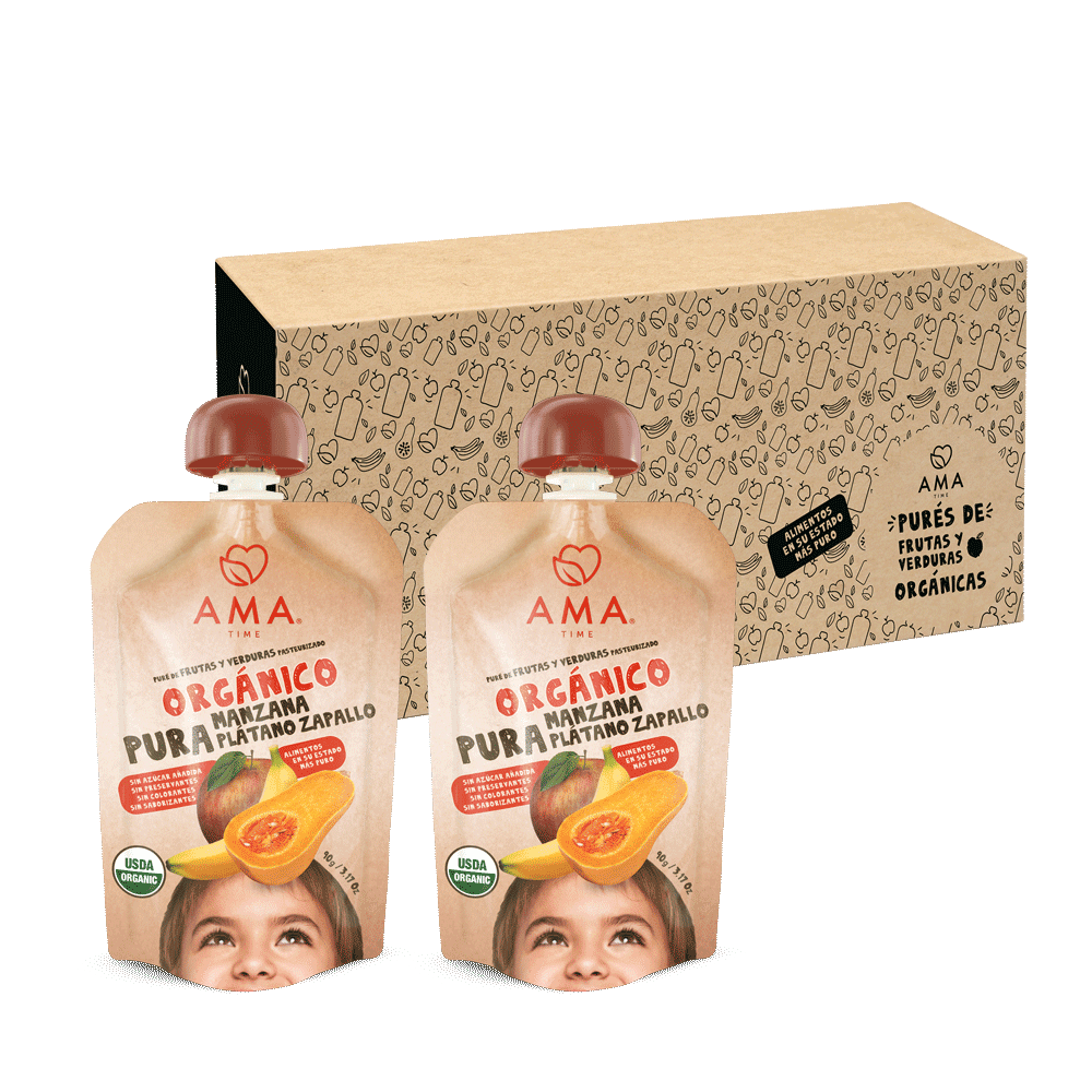 Ama Time - Pack 32 Unid - Puré Manzana Plátano Zapallo 90 Grs