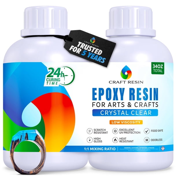 Kit de resina epoxi para manualidades, transparente y transparente, 1 litro, apta para alimentos y rayos UV