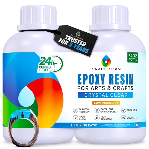 Kit de resina epoxi para manualidades, transparente y transparente, 1 litro, apta para alimentos y rayos UV