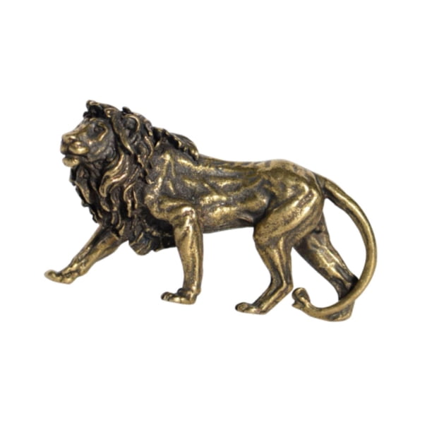Estatua De León De Latón, Adorno Artístico Para Mascota De Té, Para Estantería De Jardín Y Sala De Estar.
