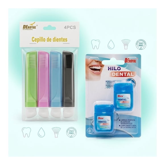 Higiene Bucal Deroyal: KIT Cepillos y Hilo Dental