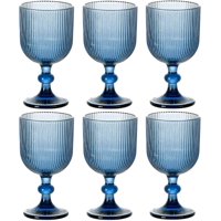 Mc Group - Set De 6 Copas De Vino De Cristal Azul (300 Ml)