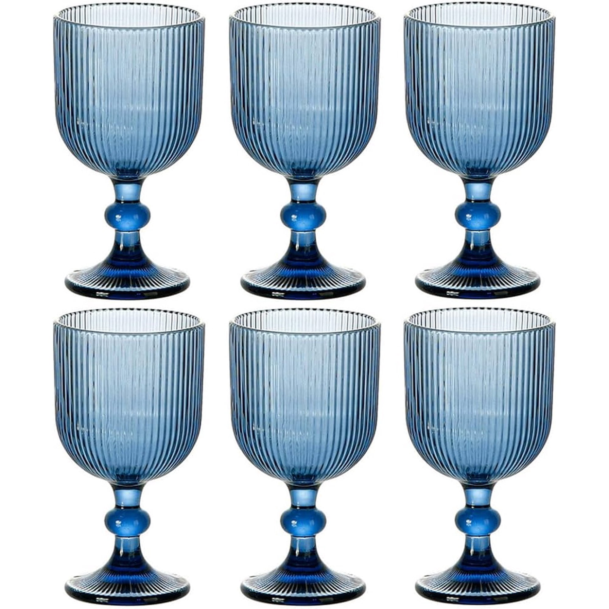 Mc Group - Set De 6 Copas De Vino De Cristal Azul (300 Ml)