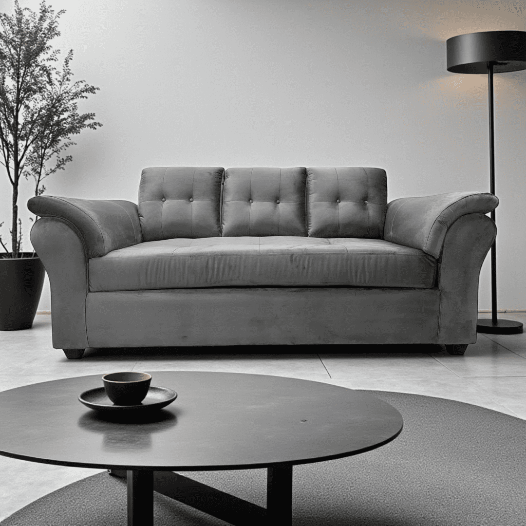 Mueblesjd - Sofá 3 Cuerpos Sira Felpa Gris