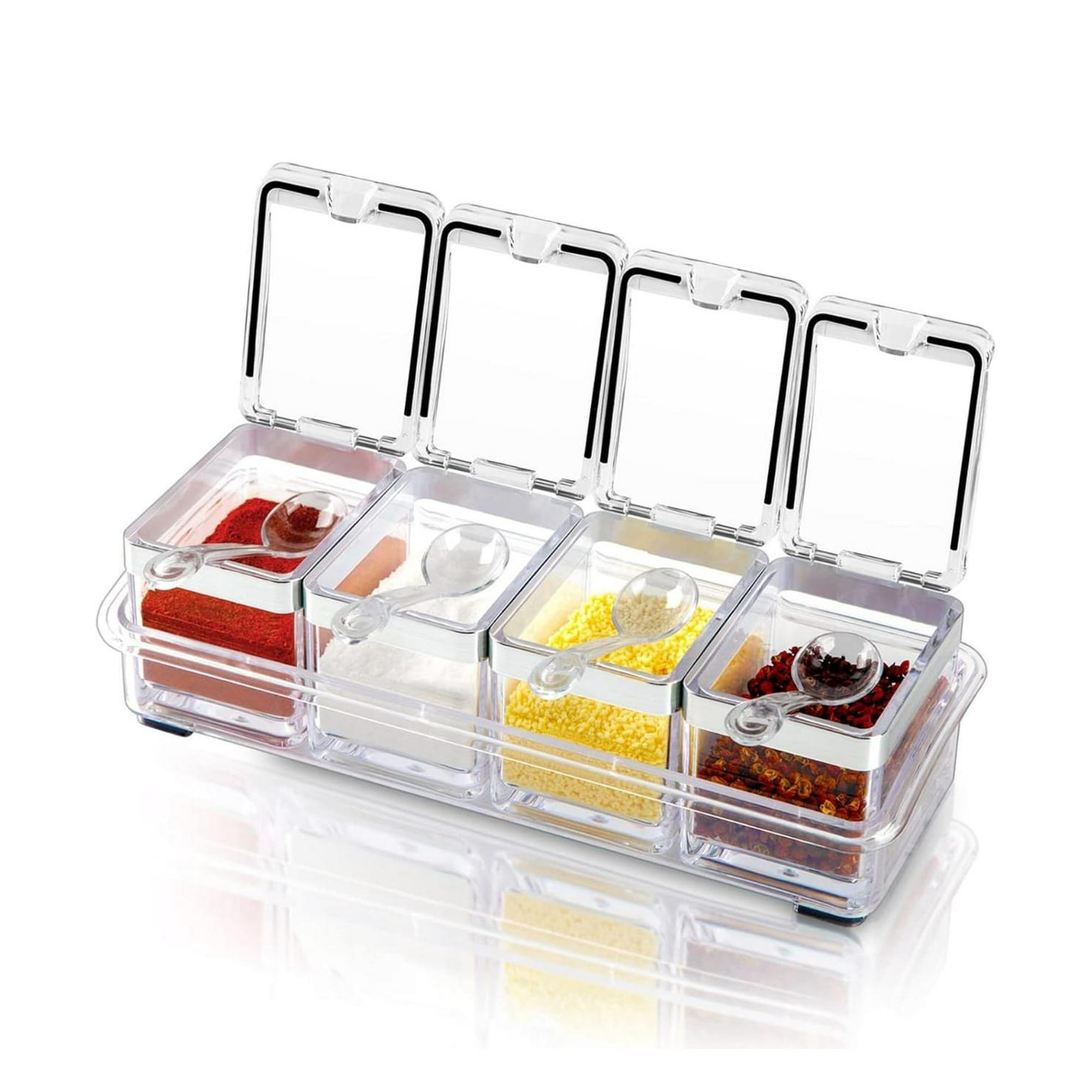 Genérico - Caja Organizador De Condimentos 4 Compartimientos Blanco