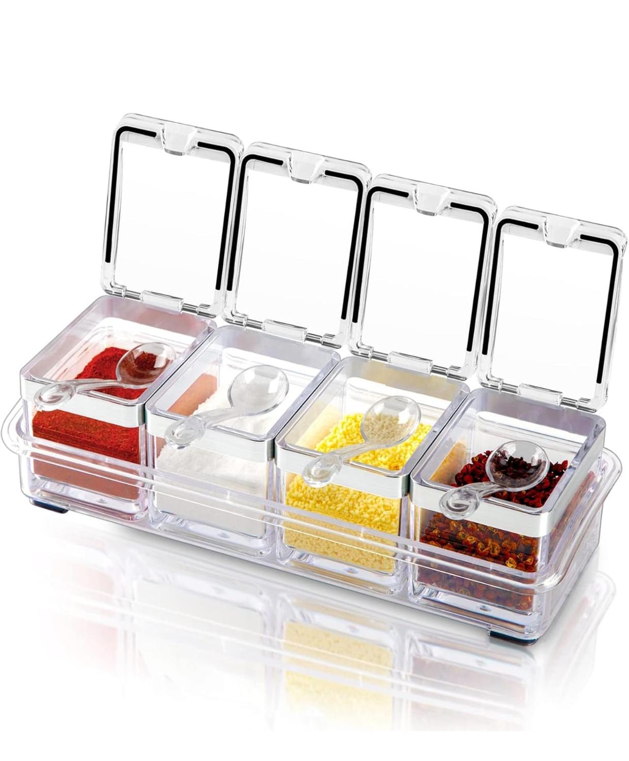 Genérico - Caja Organizador De Condimentos 4 Compartimientos Blanco