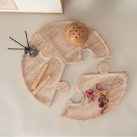 Santú Home & Deco - Bandeja De Piedra Puzzle Travertino Deco Y Aperitivos