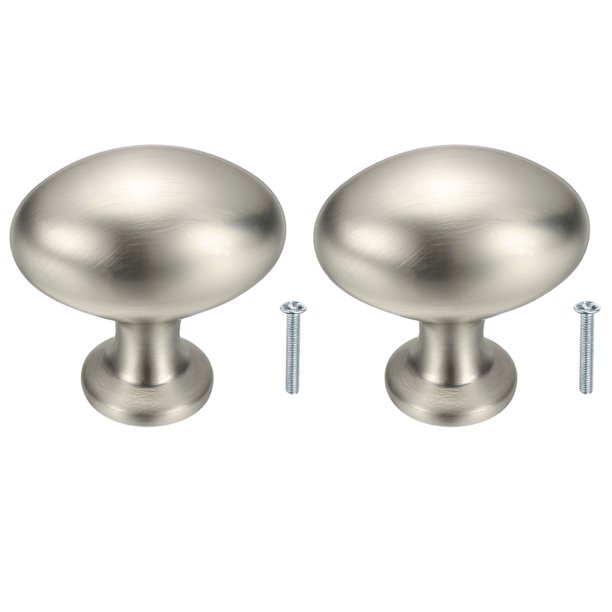 2 Piezas de Pomos de Gabinete, Pomos Ovalados de 1.3 Pulgadas para Tocadores de Cocina, Manijas de Gabinete para Tiradores de Tocador de Baño en Plata Cepillada