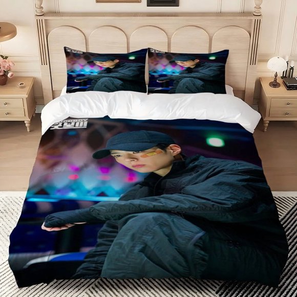 3pcs Korean Drama GOOD B Park Bo-sun Stage Light Pattern Digital Print Set 100% Polyester Light Beige-Friendly Fabric