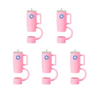 Magideal - 5 Piezas Tapas De Pajitas Protectores De Pajitas Se Adapta A Pajitas De 10 Mm Decoración Lindo Duradero A Prueba De Fugas Fácil De Limpiar Tapón De Pa Rosa