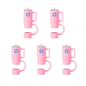 Magideal - 5 Piezas Tapas De Pajitas Protectores De Pajitas Se Adapta A Pajitas De 10 Mm Decoración Lindo Duradero A Prueba De Fugas Fácil De Limpiar Tapón De Pa Rosa
