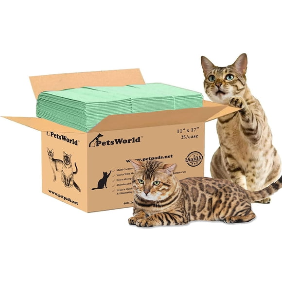 Almohadillas para Arena de Gato PETSWORLD Paquete de 25 con Aroma Fresco 28x43 cm