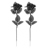 Magideal - Rosas Artificiales Con Globos Oculares Decoraciones Para El Hogar De Halloween Paquete De 2 Accesorios De Disfraces De Cosplay Realistas Ramo De Rosas Negro