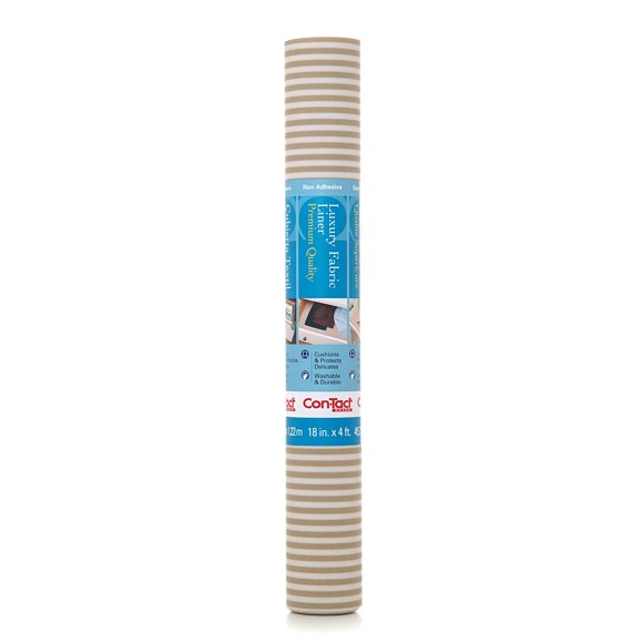 Pijama Shelf Liner Con-Tact de tela de lujo a rayas bronceadas, 1 rollo