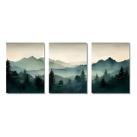 Genérico - Cuadro Lienzo Montaña Verde Salvia 160X80 Cm