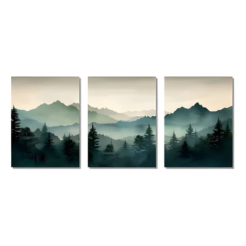 Genérico - Cuadro Lienzo Montaña Verde Salvia 160X80 Cm