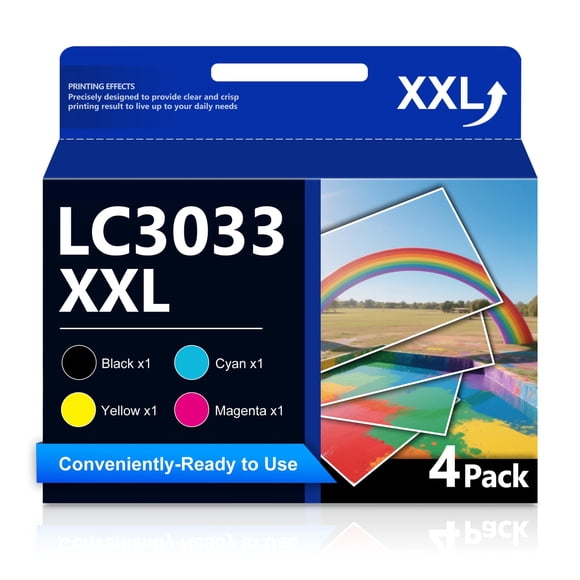 Cartuchos de Tinta ZXTZX LC3033XXL Súper Rendimiento Paquete de 4