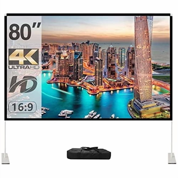 Pantalla de proyector SKERELL portátil de 80 pulgadas 16:9 4K HD con soporte
