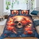 thumbnail image 1 of Juego de ropa de cama con edredón efecto calavera 3D, funda nórdica estampada gótica de microfibra suave con funda de almohada, 3 piezas para niños y adultos, tamaño doble., 1 of 3