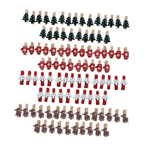 Magideal - 100 Pinzas De Madera Navideñas, Pinzas Para Tarjetas Navideñas, Pinzas Decorativas Para Fotos Navideñas Para Bodas, Fiestas Y Decoración Del Día De