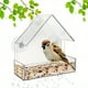 thumbnail image 1 of 1pc Bird Feeders For Outdoors Hanging Large Bird Feeder With 3 Suction Cups And Removable Tray, Outside Floating Acrylic Roof Feeding Kit With Drain Hole, Hanging Acrylic Clear Window Mount, 1 of 2