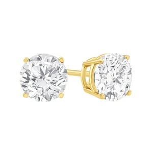 Aros Paris Jewelry 14K Yellow Gold 0.5 Ct Created White Diamond Round Stud