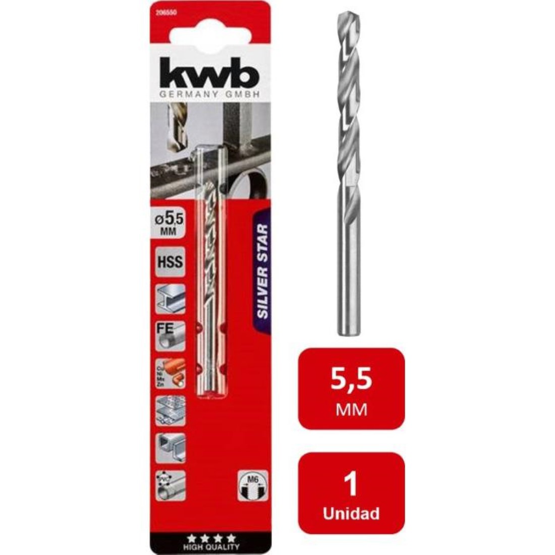 Kwb - Broca Acero Rápido Hss Silver 5.5Mm