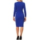 thumbnail image 3 of INSPIRE CHIC Vestido ajustado de mujer con peplum, atuendo de maestra para el regreso a clases, cuello redondo, manga larga, cintura alta, vestido de trabajo midi, azul real, talla L, 3 of 6