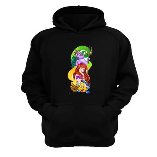 Polerón Canguro Sirena Marina Negro Talla Xs Unisex