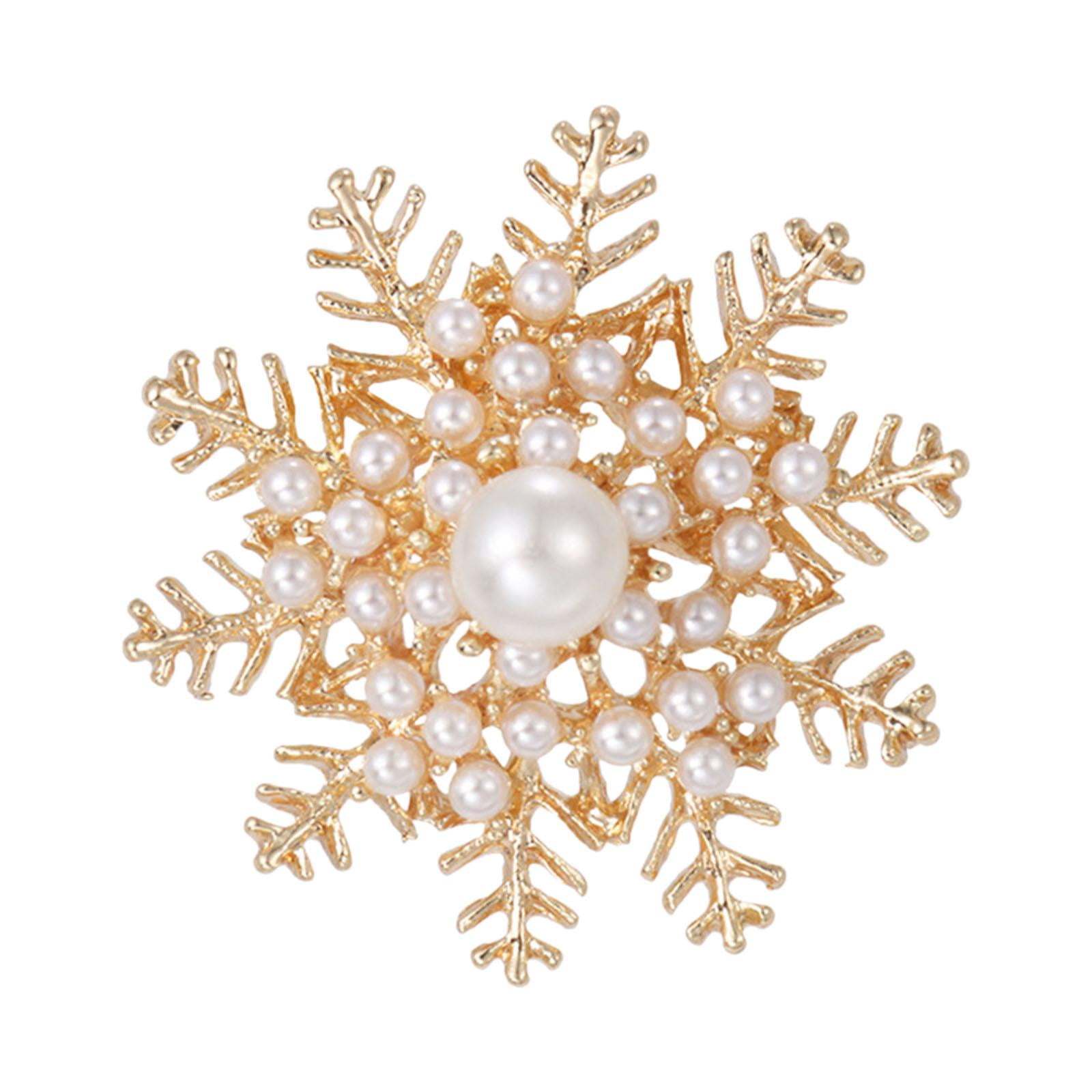 Ioensy - Broche De Copo De Nieve Elegante Broche De Copo De Nieve De Invierno Para Vestir Ropa Bufanda Oro
