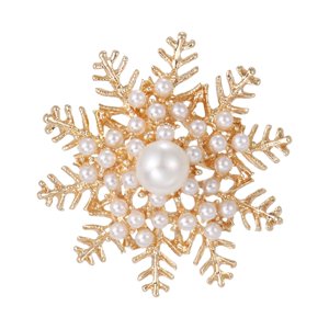 Ioensy - Broche De Copo De Nieve Elegante Broche De Copo De Nieve De Invierno Para Vestir Ropa Bufanda Oro