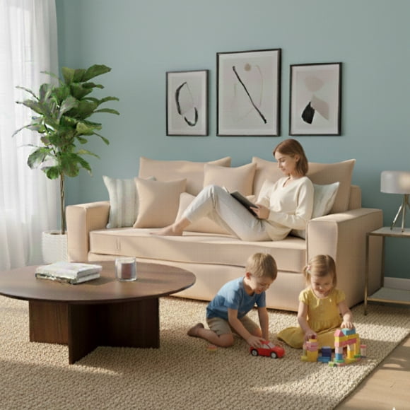 Sofa 3 cuerpos con Resortes full comfort plus Agustina Beige