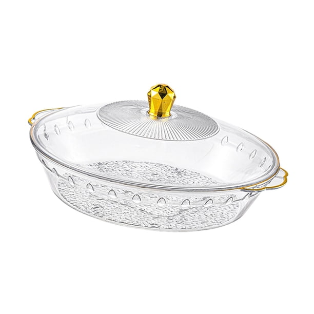 Tazón de frutas con tapa de frutas de decoración de mesa multifuncional para servir plato decorativo de bandeja para bebidas de café de cocina en casa Clear 392x35x163cm