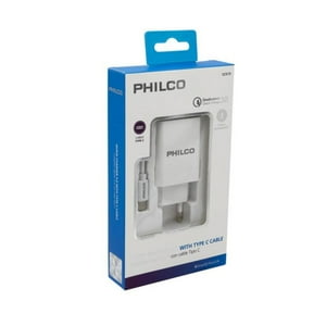 Philco - Cargador De Pared Usb Tipo C Carga Rapida 18W Blanco