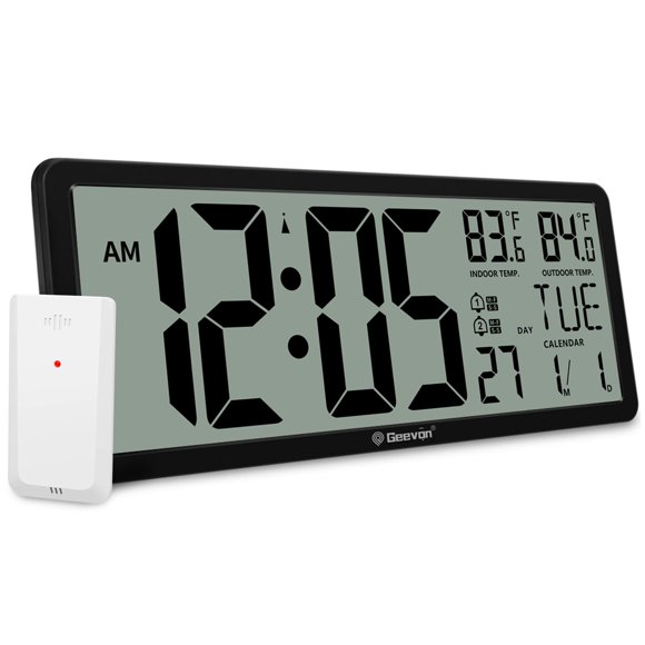 Reloj atómico digital de pared Geevon de 14,5 pulgadas con alarma