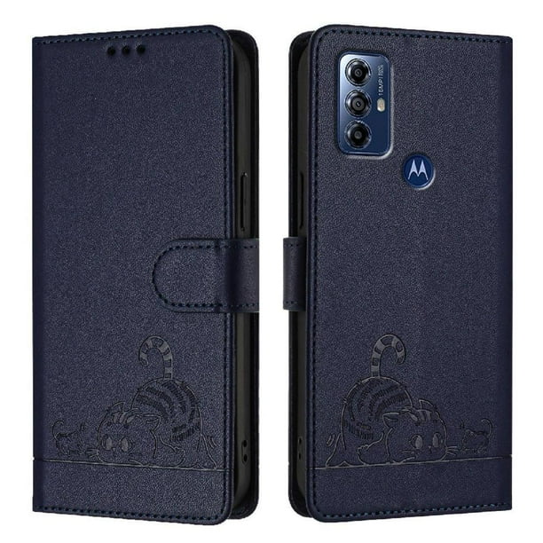 Funda tipo cartera FOXDOCK para Motorola MOTO G Pure con soporte, ranuras, RFID, diseño de gato