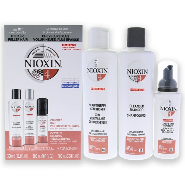 Kit Nioxin Shampoo Limpiador Seguro P/ Color 300ml, Acondicionador Terapia Cuero Cabelludo Seguro P/ Color 300ml, Tratamiento Cuero Cabelludo y Cabello Seguro P/ Color 1L Unisex