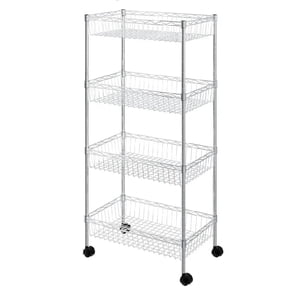 Topmarket - Carro Organizador Metálico De 4 Niveles Con Canastos Y Ruedas