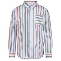 Camisa Tommy Hilfiger De Manga Larga Para Niños, 8 Años, Con Rayas De Nieve