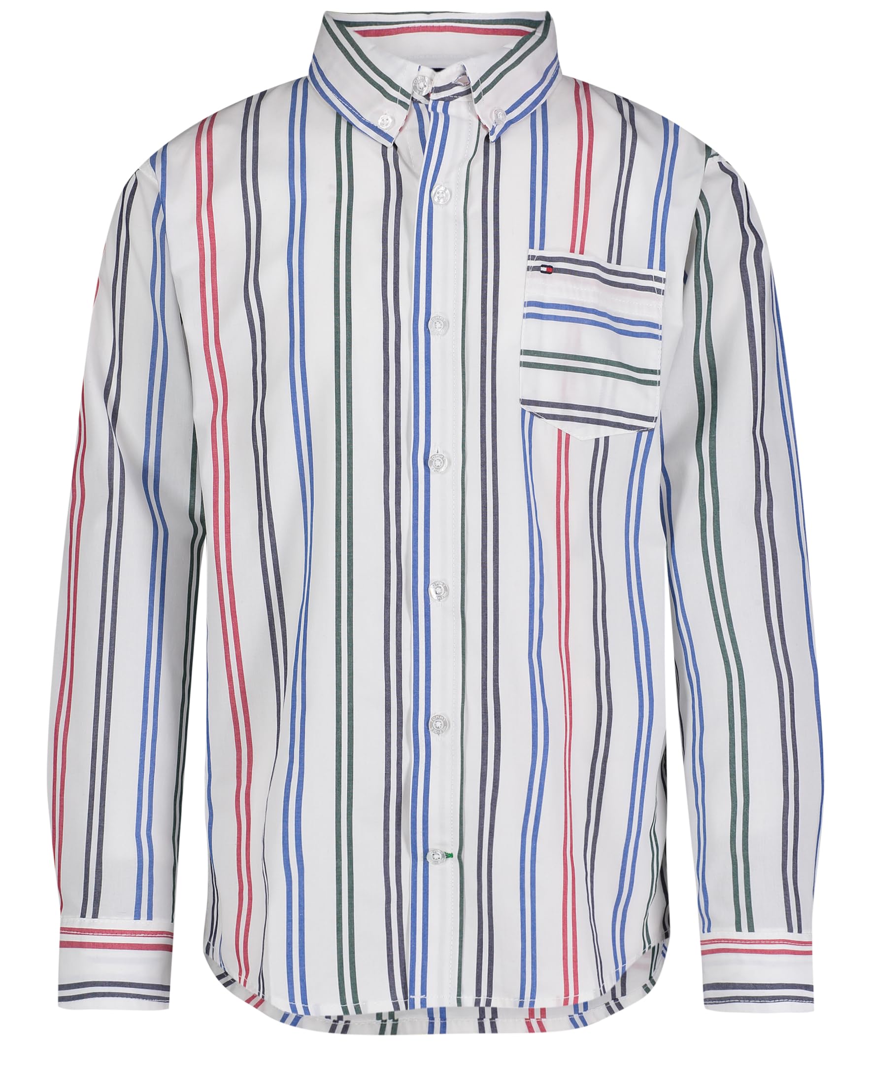 Camisa Tommy Hilfiger De Manga Larga Para Niños De 10 A 12 Años, Rayas En La Nieve