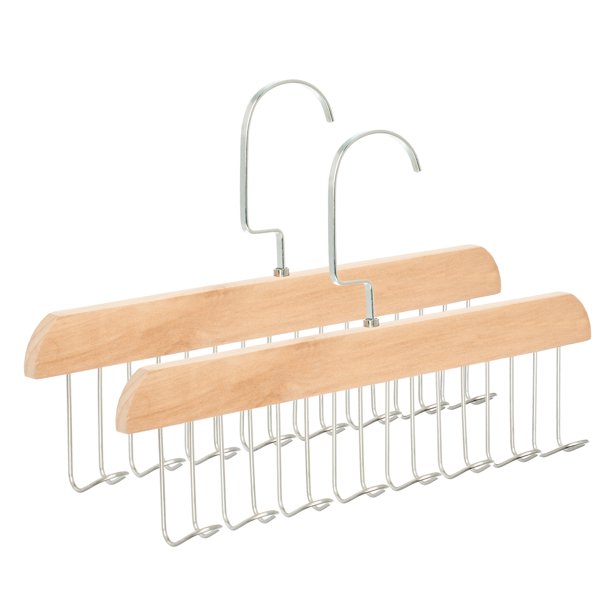 REGALWOVEN 2 Paquete de Perchas, Percha de Madera para Camisetas sin Mangas con 8 Ganchos para Organizador de Armario, Almacenamiento que Ahorra Espacio para Sujetadores y Camisetas sin Mangas Natural