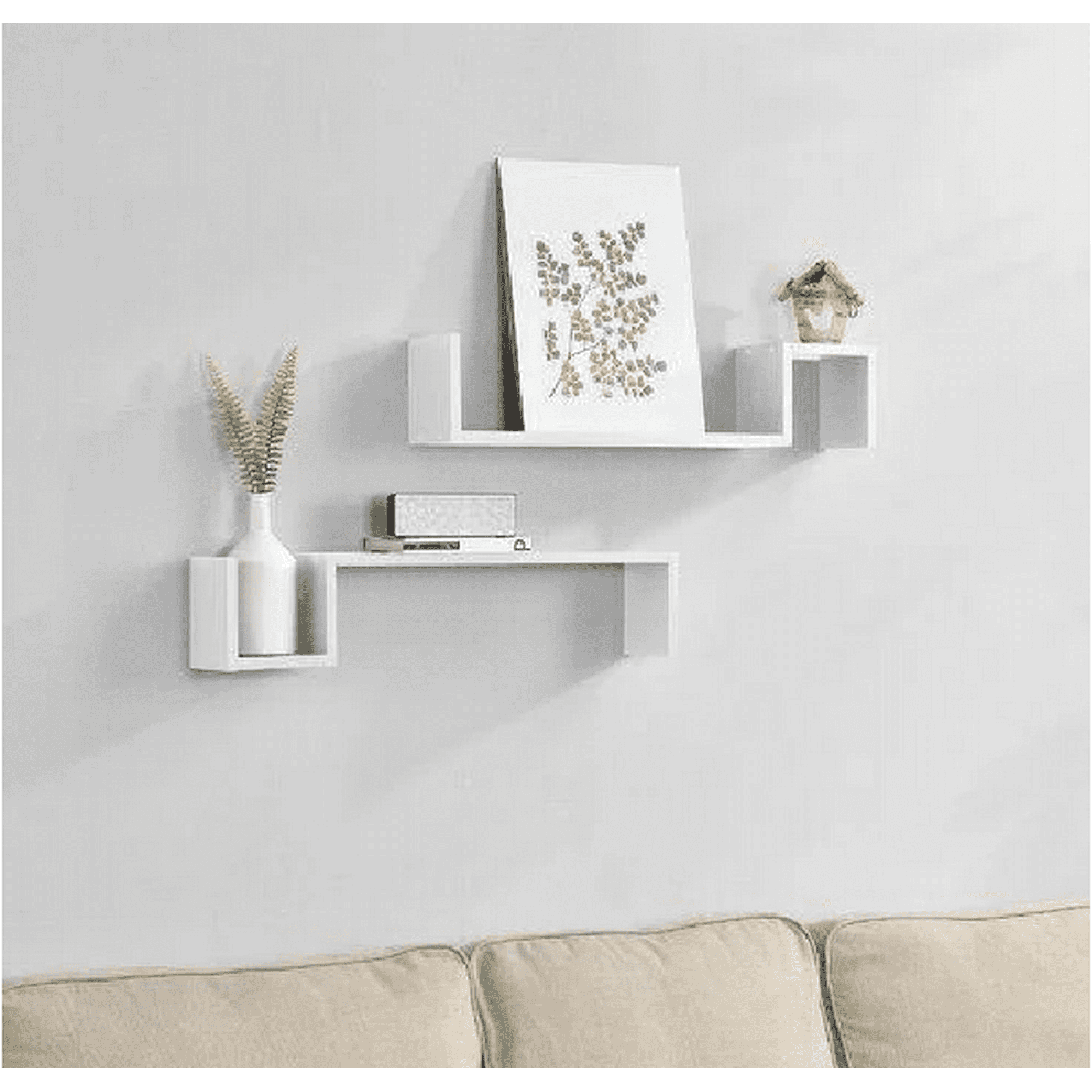 Genérico - Repisas Flotantes Modernas Modelo 5 Set De 2 Repisas Blanco