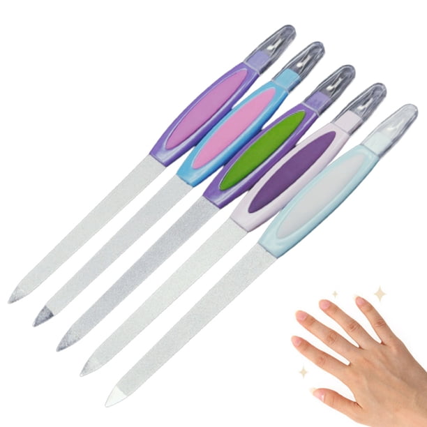 Lima de uñas de metal, lima de doble punta, herramientas para manicura y pedicura, recortadora de cutículas para uñas naturales.